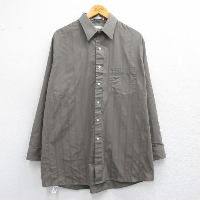 古着 バンヒューセン 長袖 シャツ メンズ 90年代 90s 薄茶 ブラウン ス