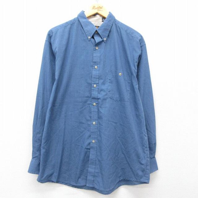 古着 ピューリタン 長袖 シャツ メンズ 00年代 00s 薄紺 ネイビー XL