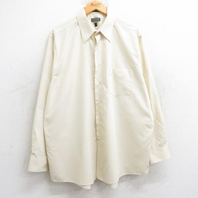 古着 アロー 長袖 シャツ メンズ 大きいサイズ 薄黄 イエロー XLサイズ 中