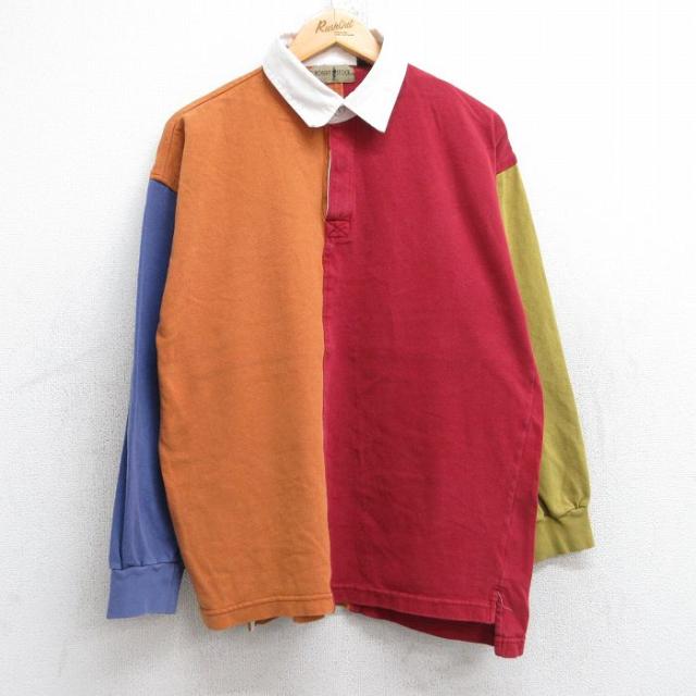 古着 長袖 ラガー シャツ メンズ 90年代 90s クレイジーパターン マルチ