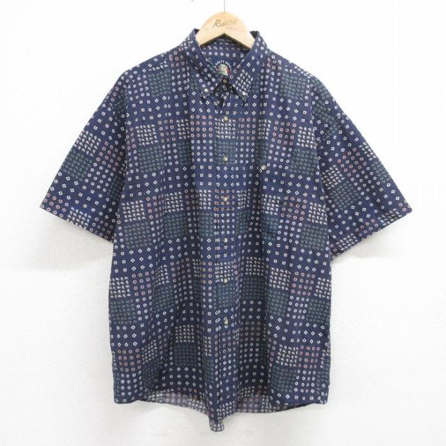 古着 GANT 半袖 シャツ メンズ 90年代 90s 総柄 大きいサイズ コッ