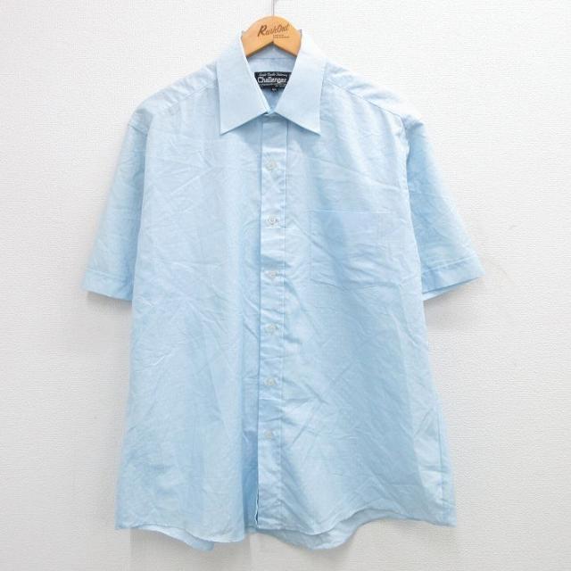 古着 半袖 シャツ メンズ 80年代 80s 薄紺他 ネイビー XLサイズ 中古