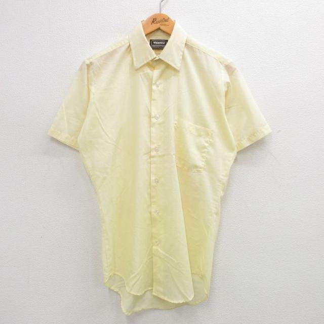 古着 半袖 シャツ メンズ 80年代 80s 黄 イエロー Mサイズ 中古 トッ