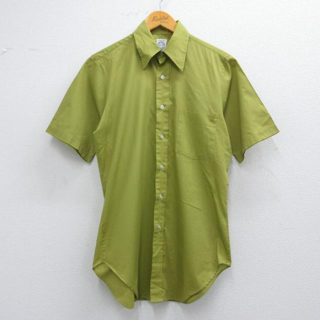 古着 アロー 半袖 シャツ メンズ 70年代 70s ロング丈 USA製 緑系 