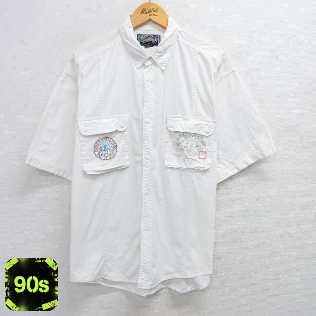 古着 半袖 シャツ メンズ 90年代 90s WEEKENDS 地図 コットン 