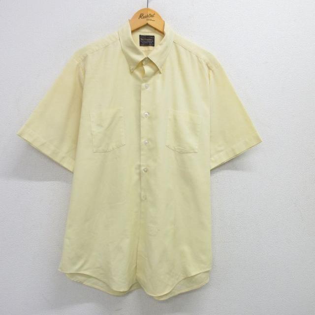 古着 シアーズ 半袖 シャツ メンズ 80年代 80s ロング丈 黄色 イエロー