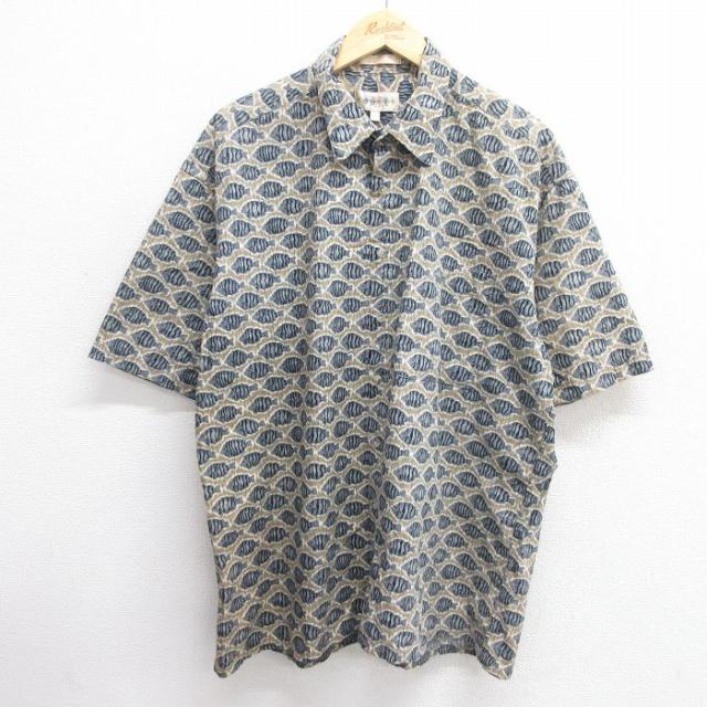 古着 半袖 シャツ メンズ 00年代 00s 魚 総柄 大きいサイズ 緑系他 グ