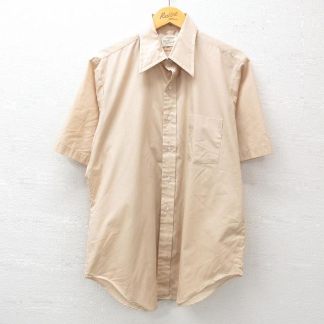 古着 アロー 半袖 シャツ メンズ 70年代 70s ベージュ カーキ XLサイ