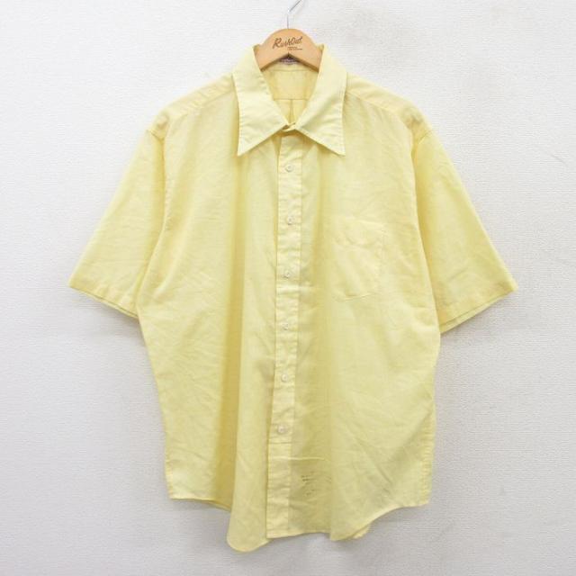 古着 半袖 シャツ メンズ 80年代 80s 大きいサイズ 黄 イエロー XLサ
