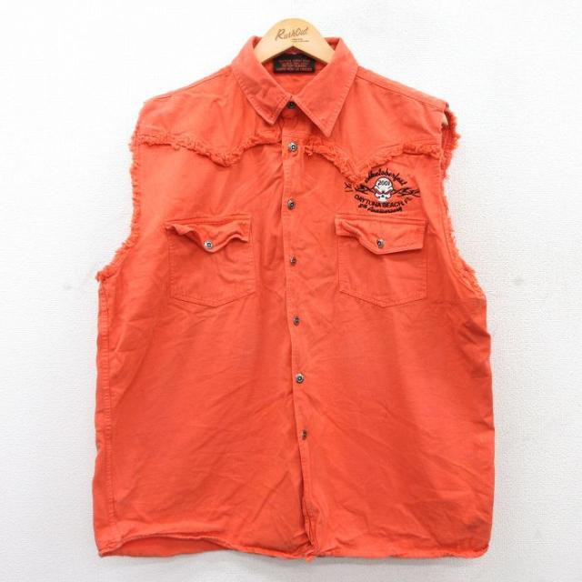 古着 ノースリーブ シャツ メンズ 00年代 00s スカル デイトナビーチ コ