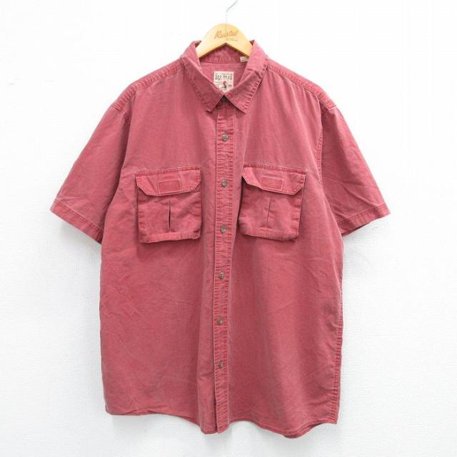 古着 レッドヘッド 半袖 シャツ メンズ 大きいサイズ コットン エンジ系 XL