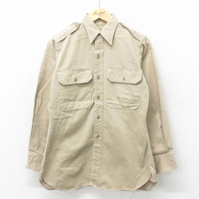古着 長袖 ビンテージ ミリタリー シャツ メンズ 50年代 50s マチ付き 