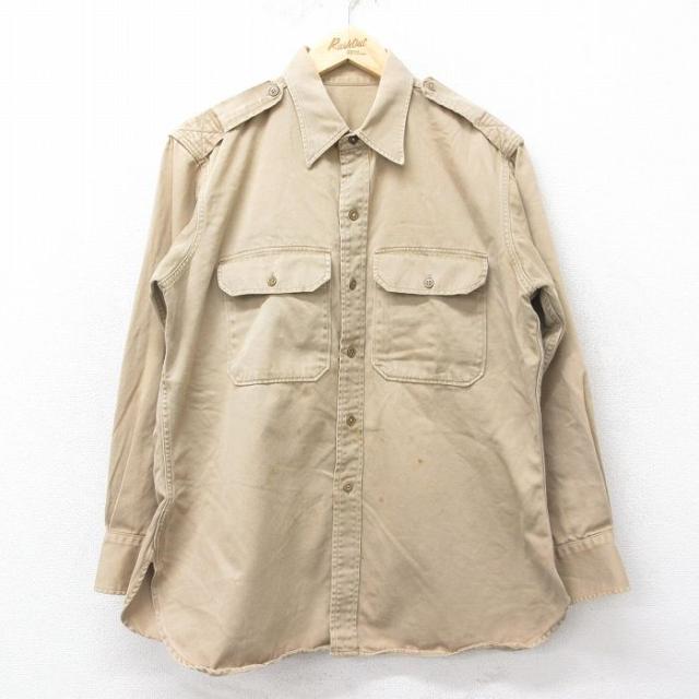 古着 長袖 ビンテージ ミリタリー シャツ メンズ 60年代 60s マチ付き