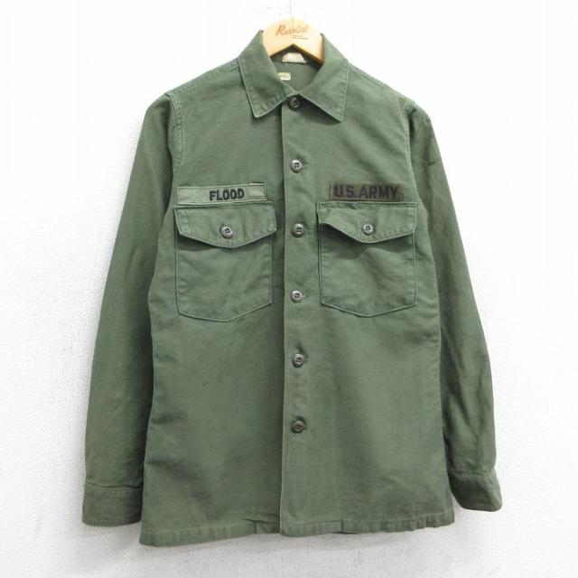 古着 長袖 ビンテージ ミリタリー シャツ メンズ 70年代 70s USアーミ