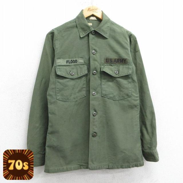 古着 長袖 ビンテージ ミリタリー シャツ メンズ 70年代 70s USアーミ