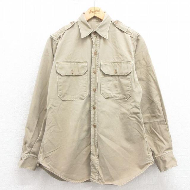 古着 長袖 ビンテージ ミリタリー シャツ メンズ 50年代 50s コットン 
