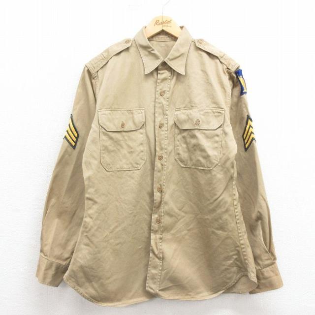 古着 長袖 ビンテージ ミリタリー シャツ メンズ 50年代 50s コットン 