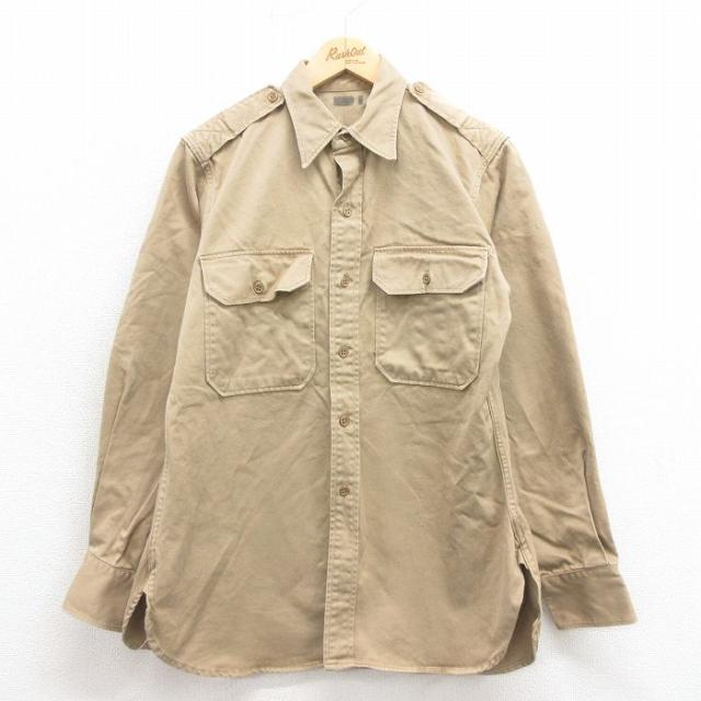 古着 長袖 ビンテージ ミリタリー シャツ メンズ 50年代 50s マチ付き 