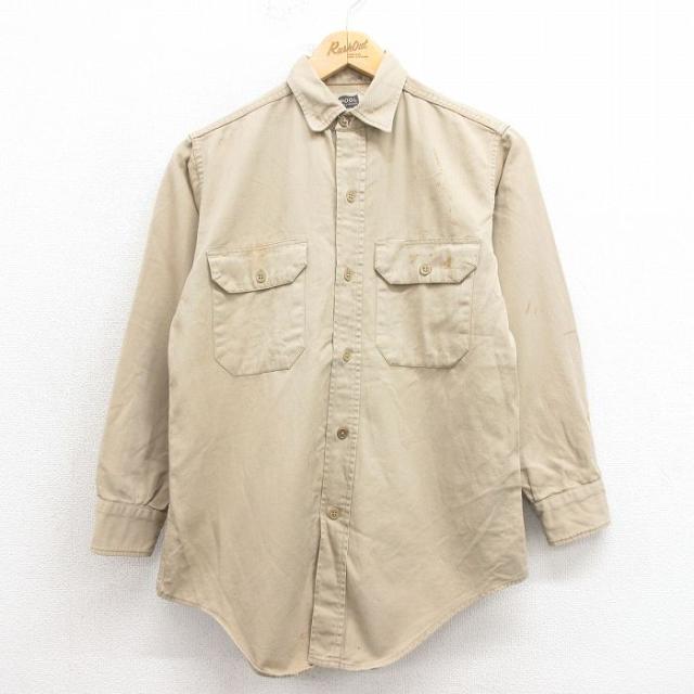 古着 長袖 ビンテージ ワーク シャツ メンズ 60年代 60s コットン ベー