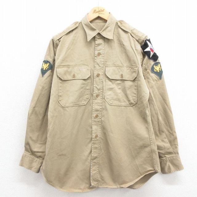 古着 長袖 ビンテージ ミリタリー シャツ メンズ 50年代 50s コットン
