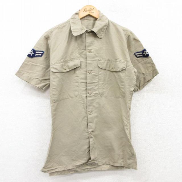 古着 半袖 ビンテージ ミリタリー シャツ メンズ 70年代 70s ベージュ