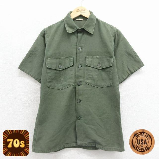 古着 半袖 ビンテージ ミリタリー シャツ メンズ 70年代 70s コットン