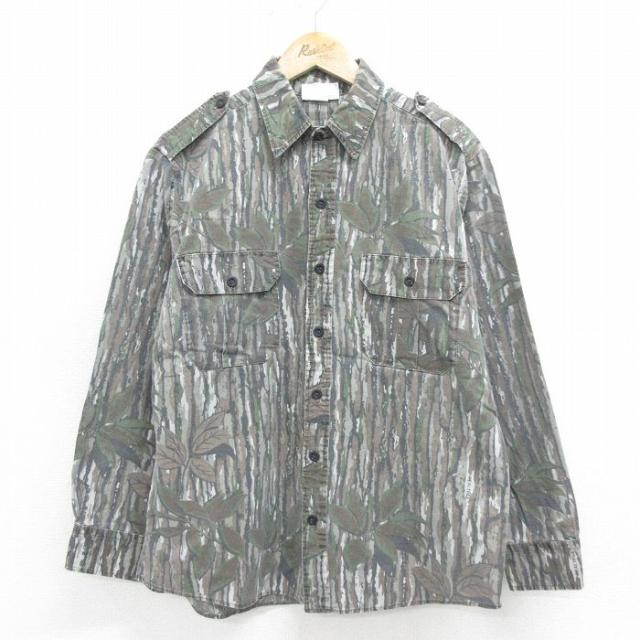 古着 長袖 ハンティング シャツ メンズ 90年代 90s リアルツリー コット