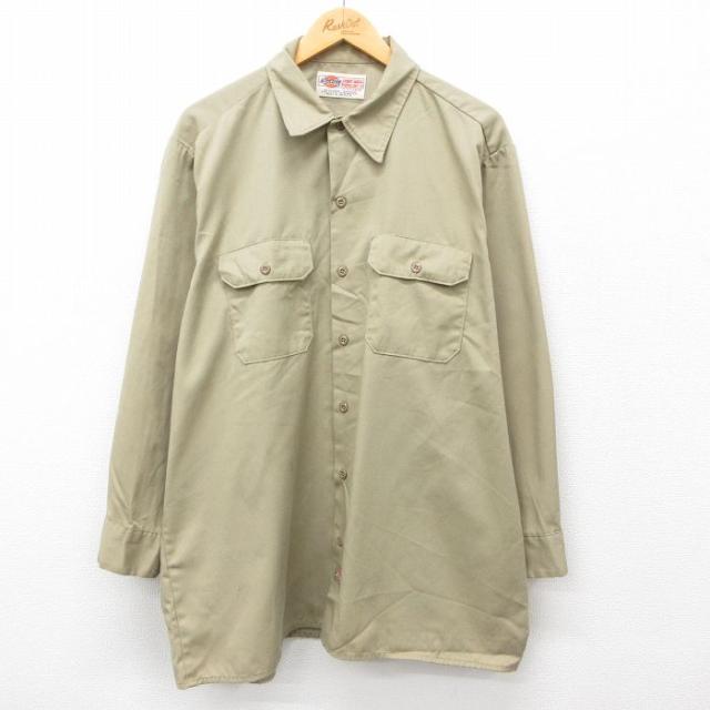 古着 ディッキーズ Dickies 長袖 ワーク シャツ メンズ 90年代 90