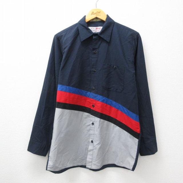 古着 レッドキャップ 長袖 ワーク シャツ メンズ 90年代 90s マルチカラ