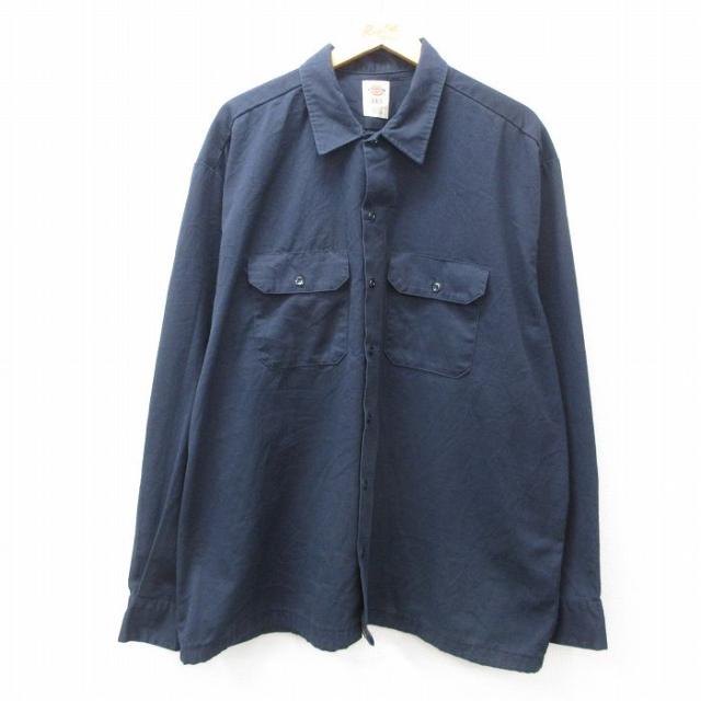 古着 ディッキーズ Dickies 長袖 ワーク シャツ メンズ 大きいサイズ