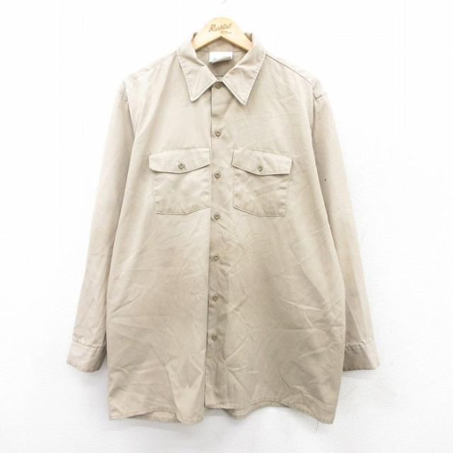 古着 ディッキーズ Dickies 長袖 ワーク シャツ メンズ 90年代 90