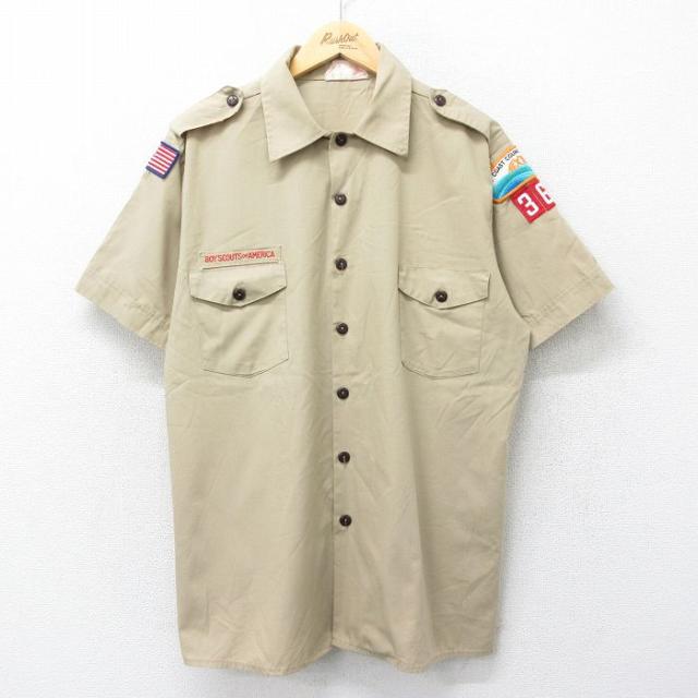 古着 半袖 ボーイスカウト シャツ メンズ 80年代 80s USA製 ベージュ