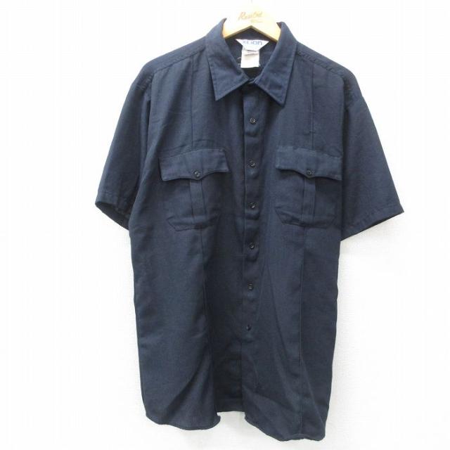 古着 半袖 ワーク シャツ メンズ 80年代 80s 大きいサイズ ロング丈 U