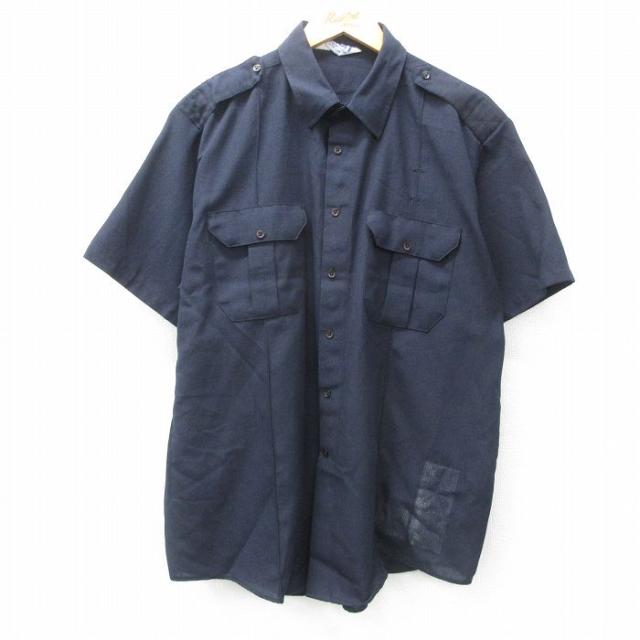 古着 半袖 ワーク シャツ メンズ 80年代 80s 大きいサイズ ロング丈 U