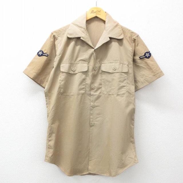 古着 半袖 ミリタリー シャツ メンズ 80年代 80s 開襟 オープンカラー