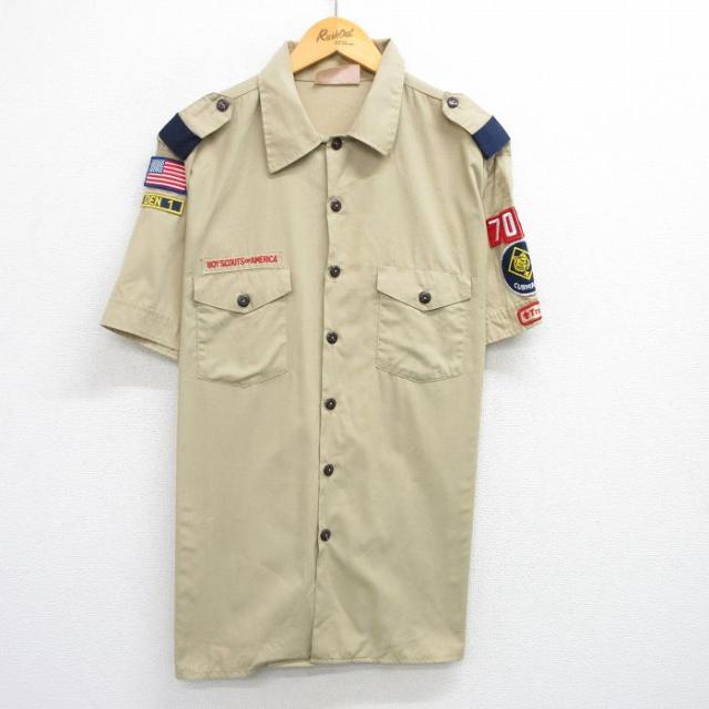 古着 半袖 ボーイスカウト シャツ メンズ 90年代 90s USA製 ベージュ