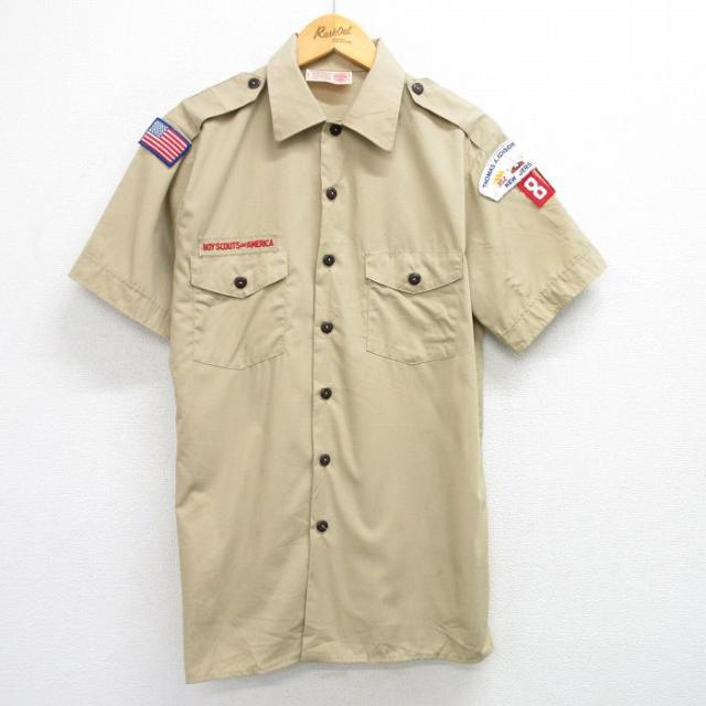古着 半袖 ボーイスカウト シャツ メンズ 90年代 90s USA製 ベージュ