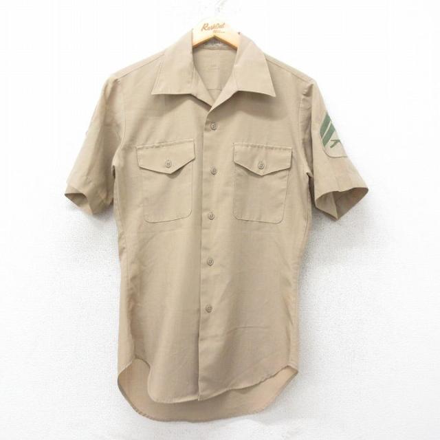 古着 半袖 ミリタリー シャツ メンズ 80年代 80s 開襟 オープンカラー 