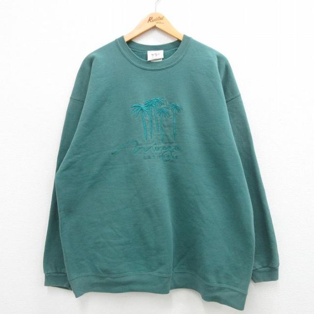 古着 長袖 スウェット メンズ 00年代 00s ラスベガス ヤシの木 大きいサ