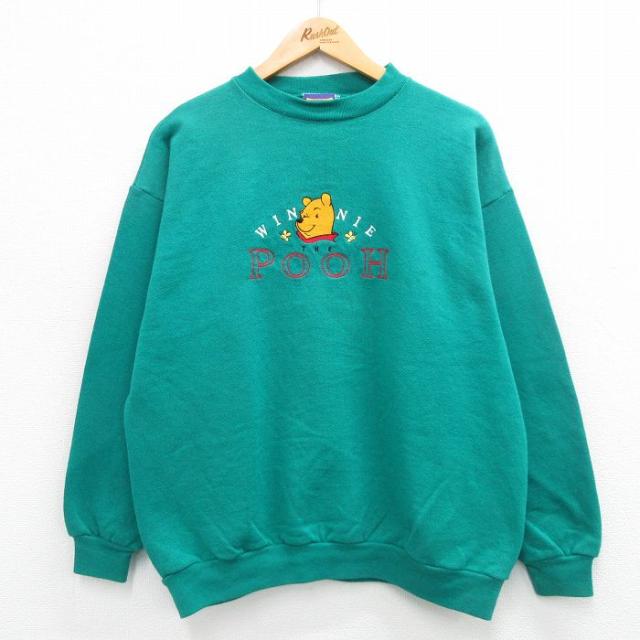 古着 長袖 スウェット メンズ 90年代 90s ディズニー DISNEY くま
