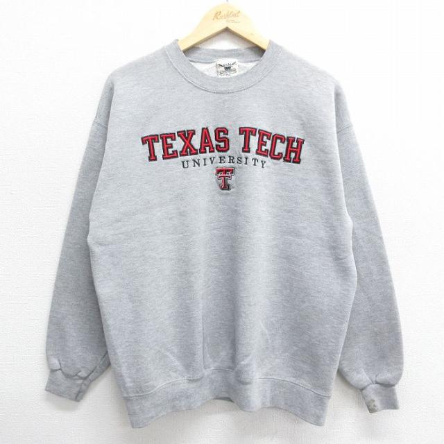 古着 長袖 スウェット メンズ 00年代 00s テキサステック 大学 刺繍 ク