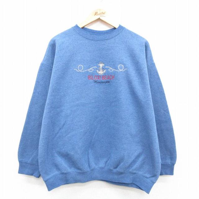 古着 長袖 スウェット メンズ 90年代 90s ビロクシビーチ イカリ クルー