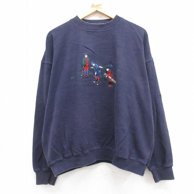 古着 長袖 スウェット メンズ 00年代 00s ゴルフ 刺繍 大きいサイズ コ