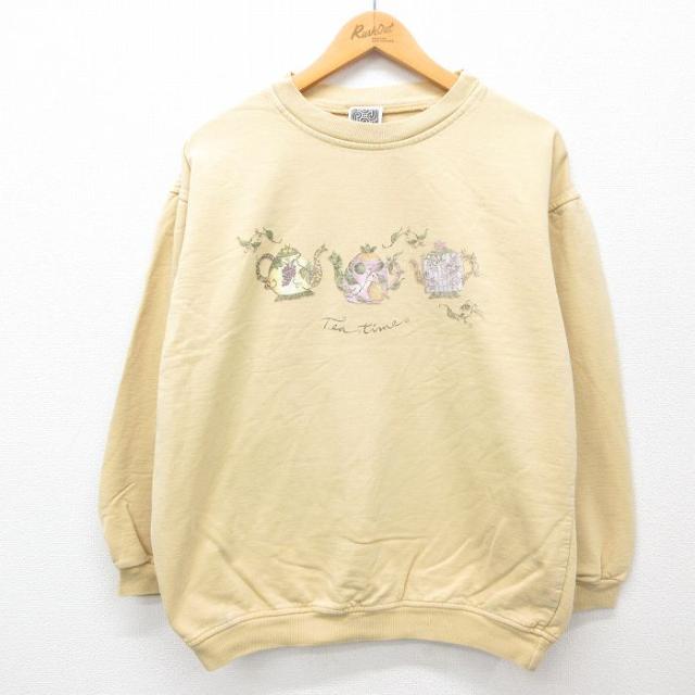古着 長袖 スウェット メンズ 90年代 90s Teatime コットン クル