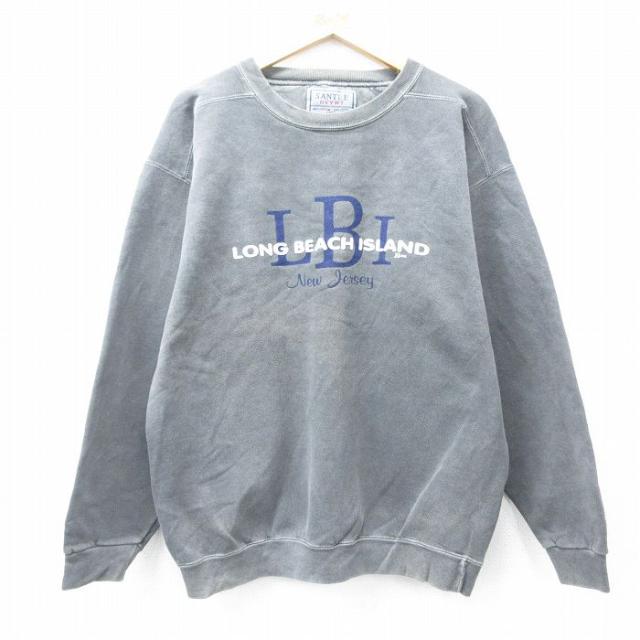 古着 長袖 スウェット メンズ 90年代 90s ロングビーチアイランド クルー