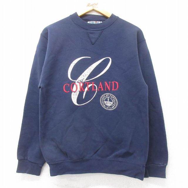 古着 長袖 スウェット メンズ 90年代 90s CORTLAND 刺繍 クルー