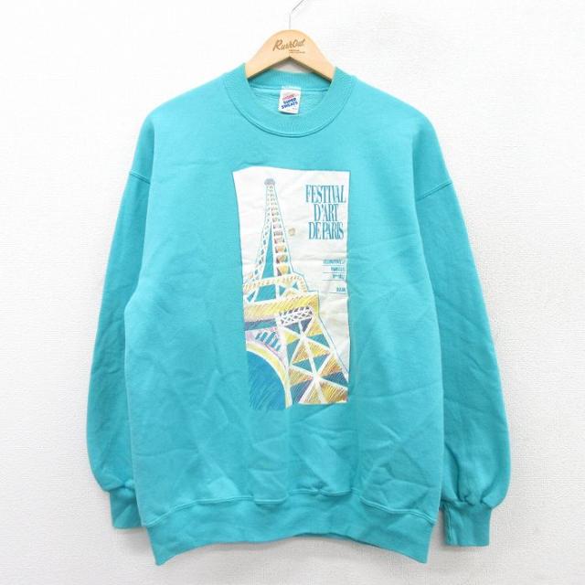 古着 ジャージーズ 長袖 スウェット メンズ 90年代 90s パリ クルーネッ