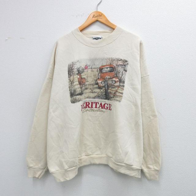 古着 リー Lee 長袖 スウェット メンズ 90年代 90s シカ 車 大きい