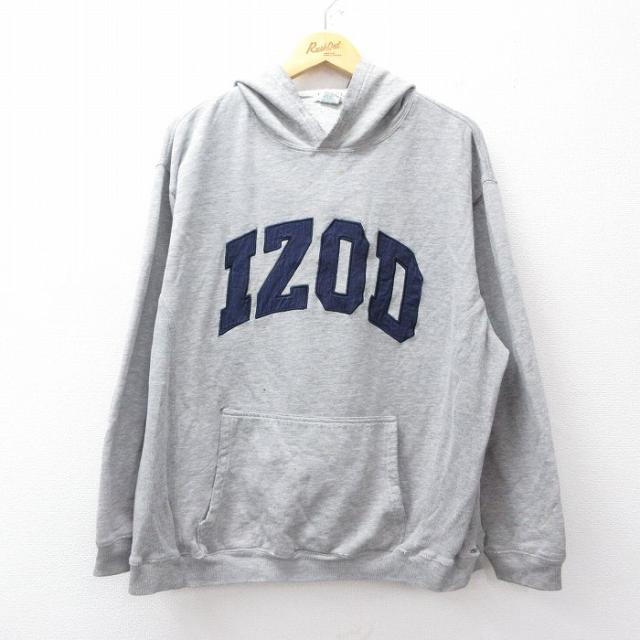 古着 IZOD 長袖 スウェット パーカー メンズ 90年代 90s ビッグロゴ