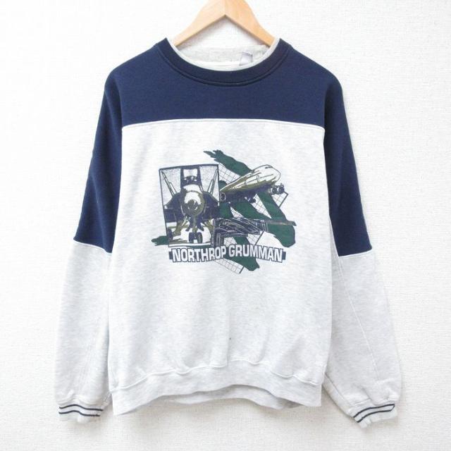 古着 長袖 スウェット メンズ 90年代 90s ノースロップグラマン ツートン